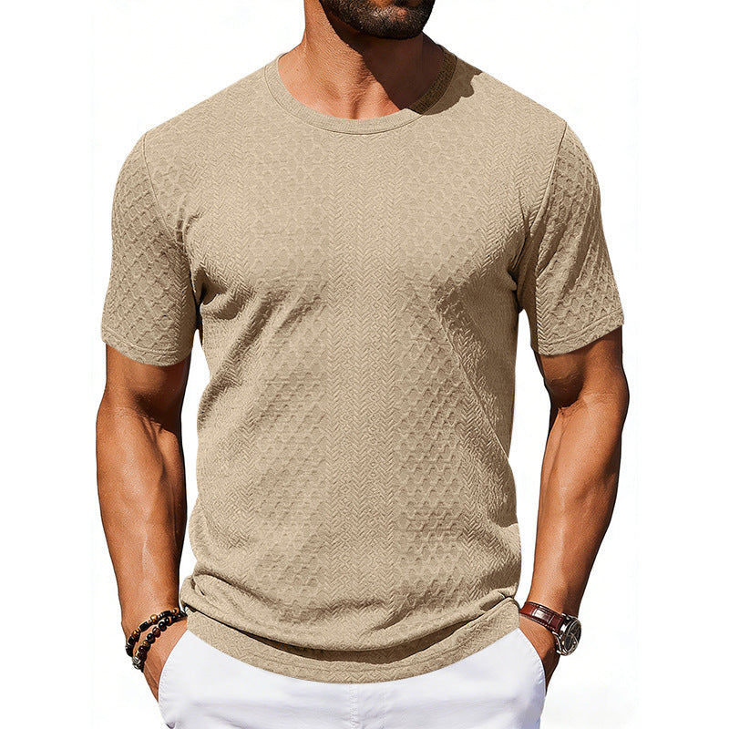 Camisa Texturizada Jacquard para Hombre - Manga Corta Slim Fit
