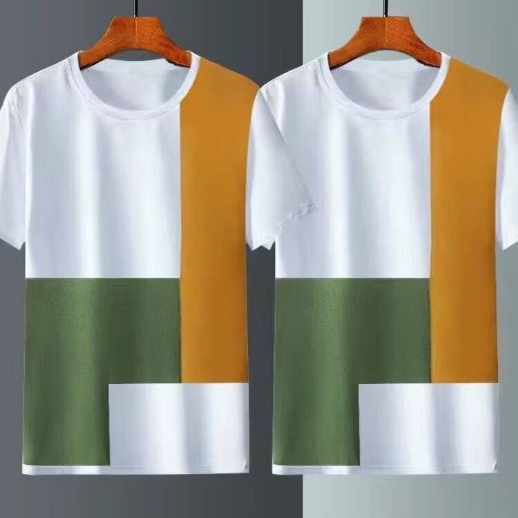 Playera de Tela Fría para Hombre - Manga Corta Cuadros Talla Extra
