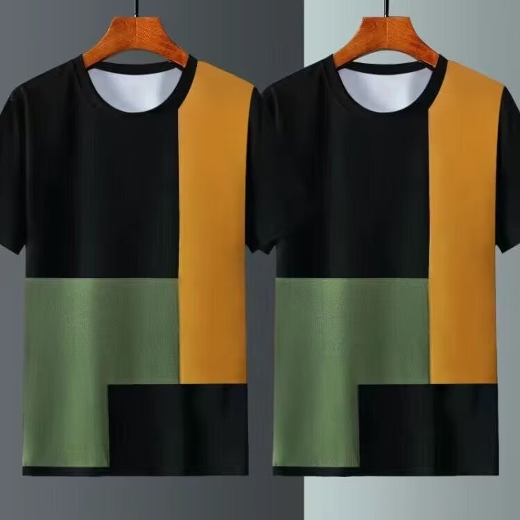 Playera de Tela Fría para Hombre - Manga Corta Cuadros Talla Extra