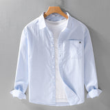 Camisa a Rayas de Manga Larga para Hombre - Corte Holgado Primavera Otoño