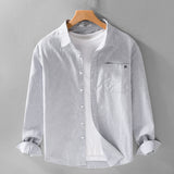Camisa a Rayas de Manga Larga para Hombre - Corte Holgado Primavera Otoño