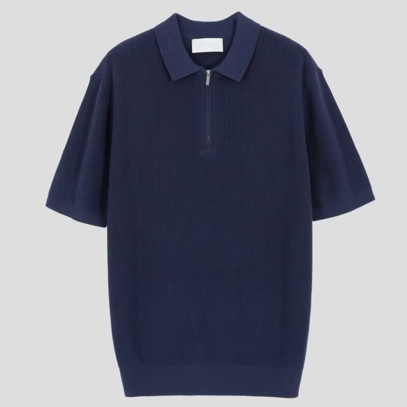 Camisa de Punto Slim Fit para Hombre - Manga Corta Colores Sólidos