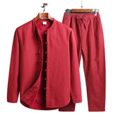 Abrigo Estilo Oriental para Hombre - Algodón y Lino Cuello Mao Manga Larga